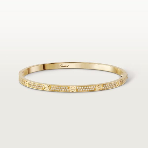 Diamonds Paved Love Bracelet, Small Model, Yellow Gold - N6710617