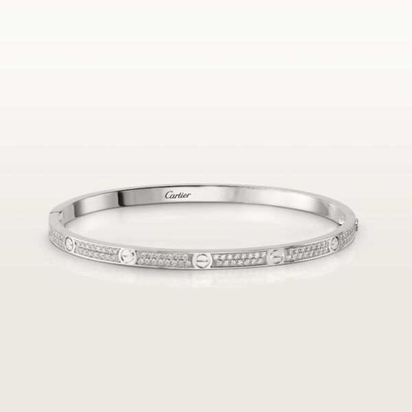 Diamonds Paved Love Bracelet, Small Model, White Gold - N6710817