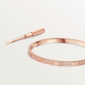 Diamonds Paved Love Bracelet, Small Model, Rose Gold - N6710717