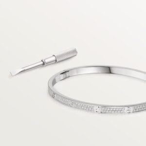 Diamonds Paved Love Bracelet, Small Model, White Gold - N6710817