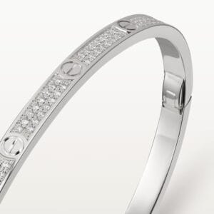 Diamonds Paved Love Bracelet, Small Model, White Gold - N6710817