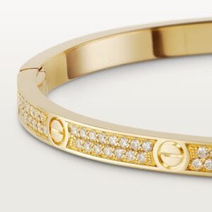 Diamonds Paved Love Bracelet, Small Model, Yellow Gold - N6710617