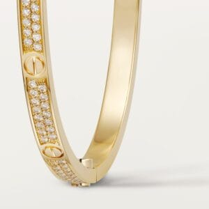 Diamonds Paved Love Bracelet, Small Model, Yellow Gold - N6710617