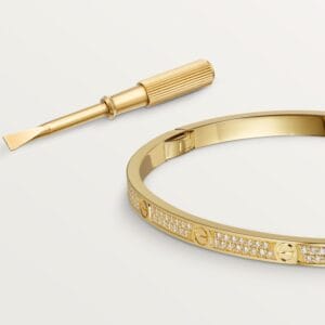 Diamonds Paved Love Bracelet, Small Model, Yellow Gold - N6710617