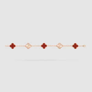Vintage Alhambra Bracelet, 5 Motifs, Carnelian, Rose Gold - VCARP7RP00