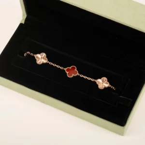 Vintage Alhambra Bracelet, 5 Motifs, Carnelian, Rose Gold - VCARP7RP00