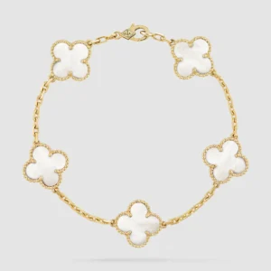 Vintage Alhambra Bracelet, 5 Motifs, Mother-of-Pearl, Yellow Gold - VCARA41800