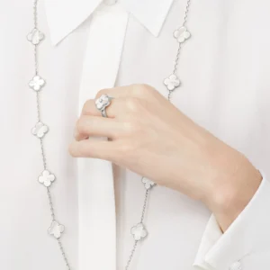 Vintage Alhambra Ring, Diamond, Mother-of-Pearl, White Gold - VCARF48900