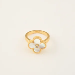 Vintage Alhambra Ring, Diamond, Mother-of-Pearl, Yellow Gold - VCARA41100