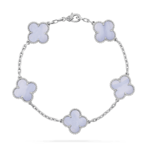 Vintage Alhambra Bracelet, 5 Motifs, Chalcedony, White Gold VCARD34700