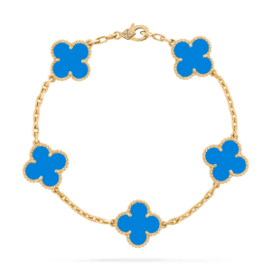 Vintage Alhambra Bracelet, 5 Motifs, Agate, Yellow Gold VCARP34900