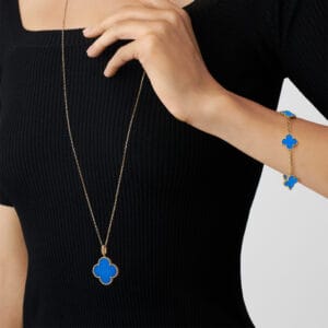 Vintage Alhambra Bracelet, 5 Motifs, Agate, Yellow Gold VCARP34900