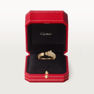 Panthère de Cartier ring, small model, half-paved - Yellow Gold Filled