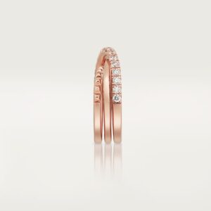 Agrafe ring, triple row, half-paved - Rose Gold Filled