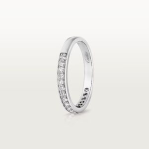 1895 wedding band, 2.6 mm width, half-paved - White Gold Filled