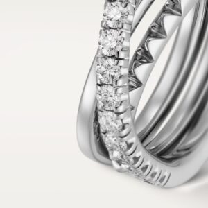 Agrafe ring, half-paved - White Gold Filled