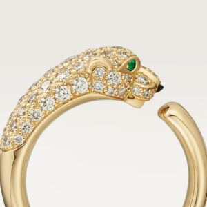 Panthère de Cartier ring, small model, half-paved - Yellow Gold Filled