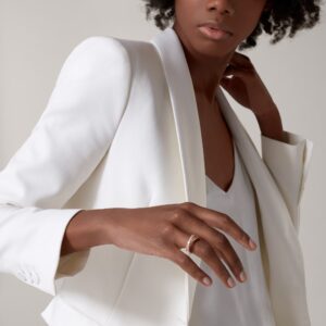 Agrafe ring, triple row, half-paved - Rose Gold Filled