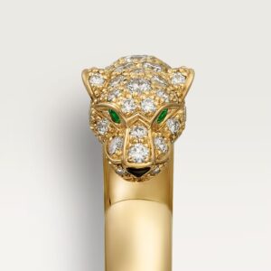 Panthère de Cartier ring, small model, half-paved - Yellow Gold Filled