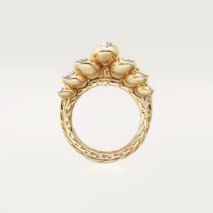 Grain de Café ring Diamonds - Yellow Gold Filled and White Gold Filled