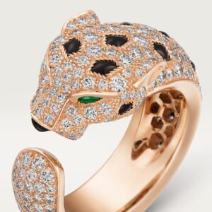 Panthère de Cartier ring, medium model, paved - Rose Gold Filled