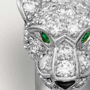 Panthère de Cartier ring, small model, half-paved - White Gold Filled