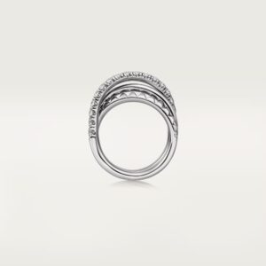 Agrafe ring, half-paved - White Gold Filled