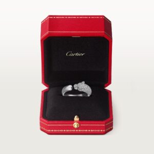 Panthère de Cartier ring, small model, half-paved - White Gold Filled