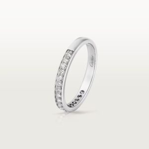 1895 wedding band, 2.6 mm width, half-paved - White Gold Filled