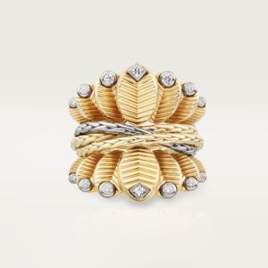 Grain de Café ring Diamonds - Yellow Gold Filled and White Gold Filled