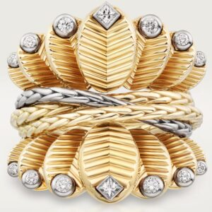 Grain de Café ring Diamonds - Yellow Gold Filled and White Gold Filled