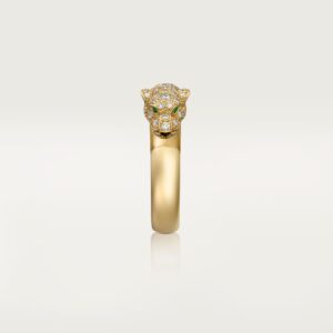 Panthère de Cartier ring, small model, half-paved - Yellow Gold Filled