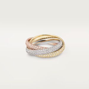 Trinity ring, classic model, paved - White Gold Filled, Rose Gold Filled and Yellow Gold Filled