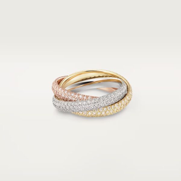 Trinity ring, classic model, paved - White Gold Filled, Rose Gold Filled and Yellow Gold Filled