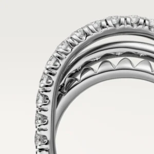 Agrafe ring, half-paved - White Gold Filled