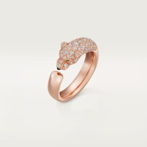 Panthère de Cartier ring, small model, half-paved - Rose Gold Filled