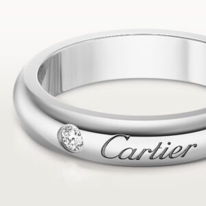 C de Cartier wedding band, 4 mm width, 1 diamond - White Gold