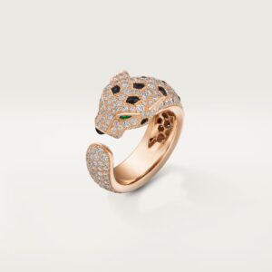Panthère de Cartier ring, medium model, paved - Rose Gold Filled