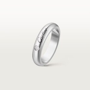 C de Cartier wedding band, 4 mm width, 1 diamond - White Gold