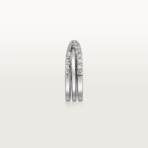 Agrafe ring, half-paved - White Gold Filled