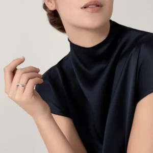 Agrafe ring, half-paved - White Gold Filled