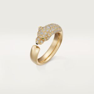 Panthère de Cartier ring, small model, half-paved - Yellow Gold Filled