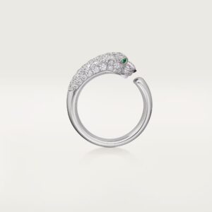 Panthère de Cartier ring, small model, half-paved - White Gold Filled