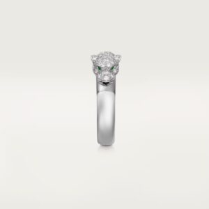 Panthère de Cartier ring, small model, half-paved - White Gold Filled