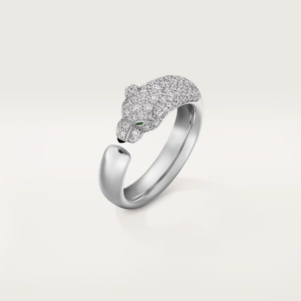 Panthère de Cartier ring, small model, half-paved - White Gold Filled