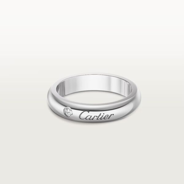 C de Cartier wedding band, 4 mm width, 1 diamond - White Gold