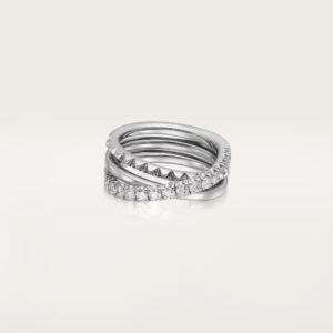 Agrafe ring, half-paved - White Gold Filled
