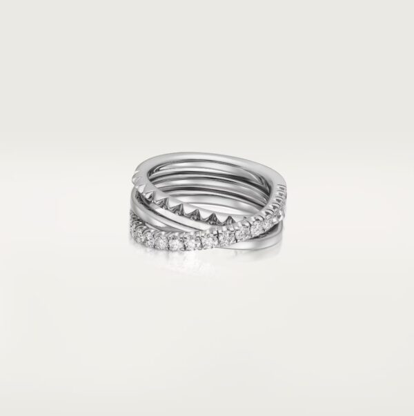 Agrafe ring, half-paved - White Gold Filled