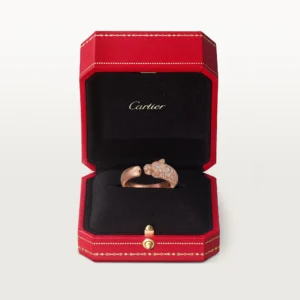 Panthère de Cartier ring, small model, half-paved - Rose Gold Filled
