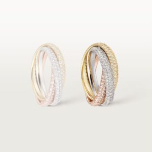 Trinity ring, classic model, paved - White Gold Filled, Rose Gold Filled and Yellow Gold Filled